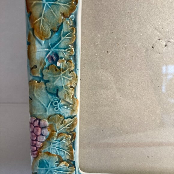 Vintage Ceramic Grape Vine Cluster Leaves Picture Photo Frame Terragrafics 5"X7" - Picture 7 of 16